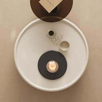 Nouvelle table basse ronde en crème blanche/marron, design moderne, écologique, avec tiroirs, meubles de salon modernes