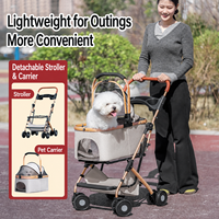 Poussette pliable pour animaux de compagnie (chiens et chats) OEM, chariot à 4 roues avec laisse de sécurité et maille respirante pour animaux de compagnie de grande, moyenne et petite taille