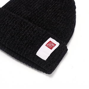 New Fashion Thickened <b>Warm</b> Chenille Knitted Beanie Custom Black Color 3D Embroidered Winter Cold <b>Hat</b> <b>for</b> Women <b>Men</b> <b>for</b> Travel - Product Image 4