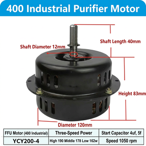 ชุดกรองพัดลม FFU400 เฟสเดียว 220V มอเตอร์ทองแดง ใบพัดชุบสังกะสี ขนาดแกน 120 มม. แกน 12 มม. กำลังไฟ 190 วัตต์ ความเร็ว 1050 รอบต่อนาที ประสิทธิภาพ IE4 พร้อมวงแหวนกันกระแทก - Product Image 3