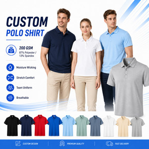 Polo personnalisé pour homme, 200 GSM, polyester et élasthanne, respirant, extensible, anti-transpiration, couleur unie, uniforme d'équipe - Product Image 1