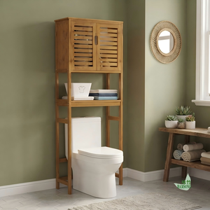 Mueble de Baño Vertical de Bambú para Colocar Sobre el Inodoro, con Múltiples Niveles de Almacenamiento, Organizador para Baño y Ducha - Product Image 1