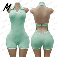 Combinaison décontractée sexy sans dos pour femme avec logo personnalisé, en coton, une pièce, vêtements tendance pour femme pour l'été