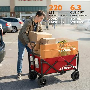 CZFIT Custom Adjustable Portable Collapsible Folding Outdoor Garden Zipper Open Sideways <b>Trolley</b> Beach Picnic Camping Wagon Cart - Product Image 2