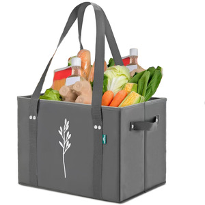 Alta Qualidade Reutilizável Pesado Mercearia Sacos Dever Reciclado Caixa De Compras Dobrável Salvando Espaço Em Pé Sacola com Alças Longas - Product Image 6