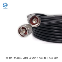 Kabel koaksial 5D-FB kualitas tinggi kabel ekstensi antena 50 Ohm kabel antena RF N laki-laki ke N laki-laki 25meter untuk komunikasi
