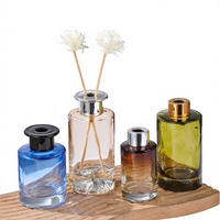 Bouteille diffuseur en verre cylindrique en gros, vase en verre vide électroplaqué pour parfum d'ambiance domestique
