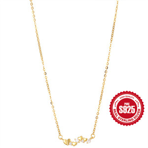 Collier pendentif CANNER élégant en argent 925 avec une rangée de petits cœurs entrelacés en zircon, pour femmes, cadeaux pour la Saint-Valentin et Noël - Product Image 1