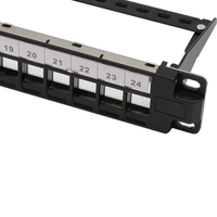 Panel Patch Keystone Kosong 10" 1U STP 24-Port Cat5e RJ45 Tembaga untuk Rak, Sesuai Standar ANSI/TIA/EIA, Hitam, Terminasi Punch, CHNOK