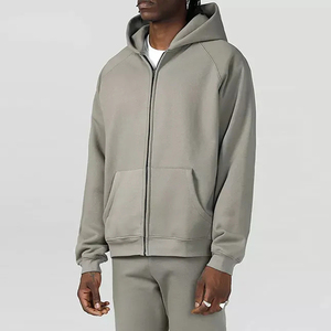 TKAN742 personnalisé blanc sérigraphie solide hiver lourd surdimensionné français éponge haute qualité coton polaire fermeture éclair - Product Image 2