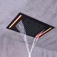 Système de douche pluie moderne à LED 500*360mm Douche de salle de bain au plafond-Pomme de douche cascade en acier inoxydable