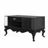 Meubles de chambre à coucher, petite commode à tiroirs latéraux, tables de chevet luxueuses et intemporelles avec base en bois et étagères en verre fumé
