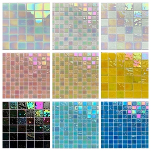 Dubai Kim Cương Mặt Trong Suốt Thủy Tinh Màu Xanh Gạch <span class=keywords><strong>Mosaic</strong></span> 4Mm Dày Chống Nước Bóng Kết Thúc Cho Tường Phòng Khách Sạn Phòng Tắm - Product Image 1