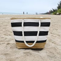 Sac fourre-tout décontracté de luxe en toile à deux rayures, fermeture éclair, doublure en polyester, grande capacité, sac à bandoulière, vente en gros
