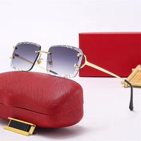 Lunettes de soleil sans monture en métal Femmes Hommes Diamant Coupe Design Créatif Ajustement Lunettes de soleil d'extérieur