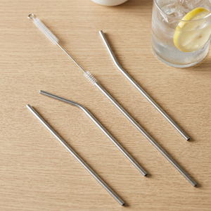 Reusable <b>Drinking</b> <b>Straws</b> Set of 4 Minimalist Cocktail Bar Accessories Straight and Bent Styles <b>for</b> Eco-Friendly Sipping - Product Image 4