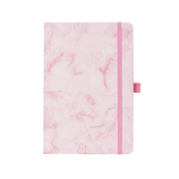Carnet à couverture rigide en PU motif marbre blanc avec 100 feuilles, sangle élastique, logo personnalisé en relief, journal d'affaires et d'école et boucle pour stylo