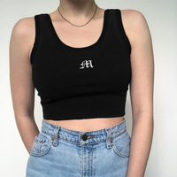 Top court Sexy sans manches pour femme, haut court, coupe Slim, couleur unie, bleu, noir, rose, été, 2023