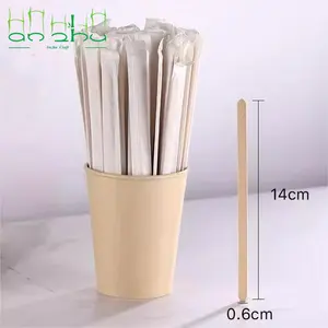 Agitador de café de madera de bambú desechable envuelto en papel respetuoso con el medio ambiente personalizado al por mayor muestra gratis