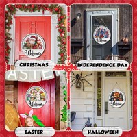 Panneau de bienvenue en buis de style pastoral, 12/16 pièces, interchangeable, pour porte d'entrée, décoration rustique, bannière suspendue saisonnière d'automne