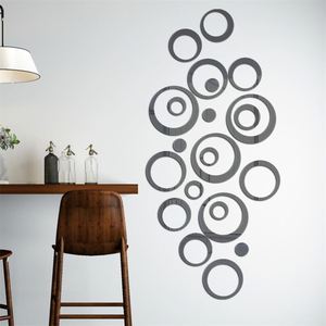 Juego de 24 Adhesivos Decorativos de Pared con Diseño de Círculos y Puntos, Espejo Acrílico, Mural Artístico para Decoración de Sala de Estar y Dormitorio - Product Image 1