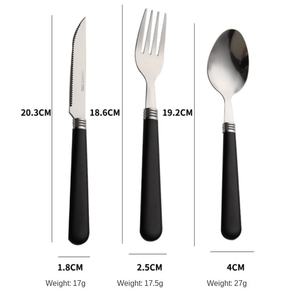 Cuillères à latte en acier inoxydable personnalisées en gros HBC0322, ensemble cuillère et fourchette en acier inoxydable avec manche en plastique - Product Image 4