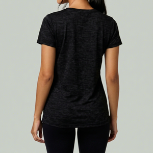 Camiseta de Mujer 2026, Superventas, Negra, Cuello Redondo, Manga Corta, Tejido Sólido de Secado Rápido, Corte Regular, Informal, para Todas las Temporadas, 100% Poliéster - Product Image 1