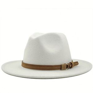 Nouveau Chapeau Fedora pour Femme et Homme avec Ruban en Cuir, Élégant, pour Hiver et Automne, à Large Bord, Style Jazz, Église, Panama, Sombrero - Product Image 1