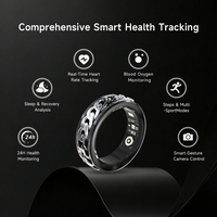 Anillo Inteligente con Cadena Giratoria, Control Preciso a Prueba de Agua Mediante Aplicación, Detección 24H, Monitoreo de Salud, Frecuencia Cardíaca, Oxígeno en Sangre y Sueño