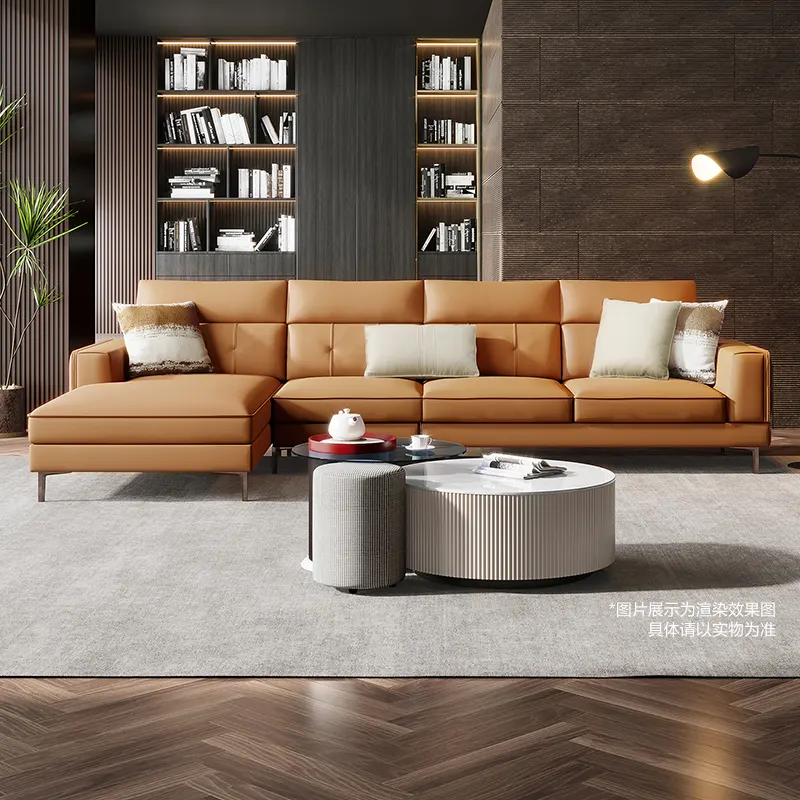 102620D Quanu minimalismo leathaire sofá en forma de L mejor tapicería moderna conjuntos de sofás de tela seccional