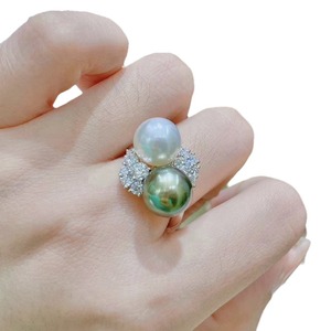 Nouvelle conception, bague en argent pur S925, perle d'eau douce ronde de 9-8 mm, presque parfaite, avec une personnalité à la mode - Cadeau - Product Image 5