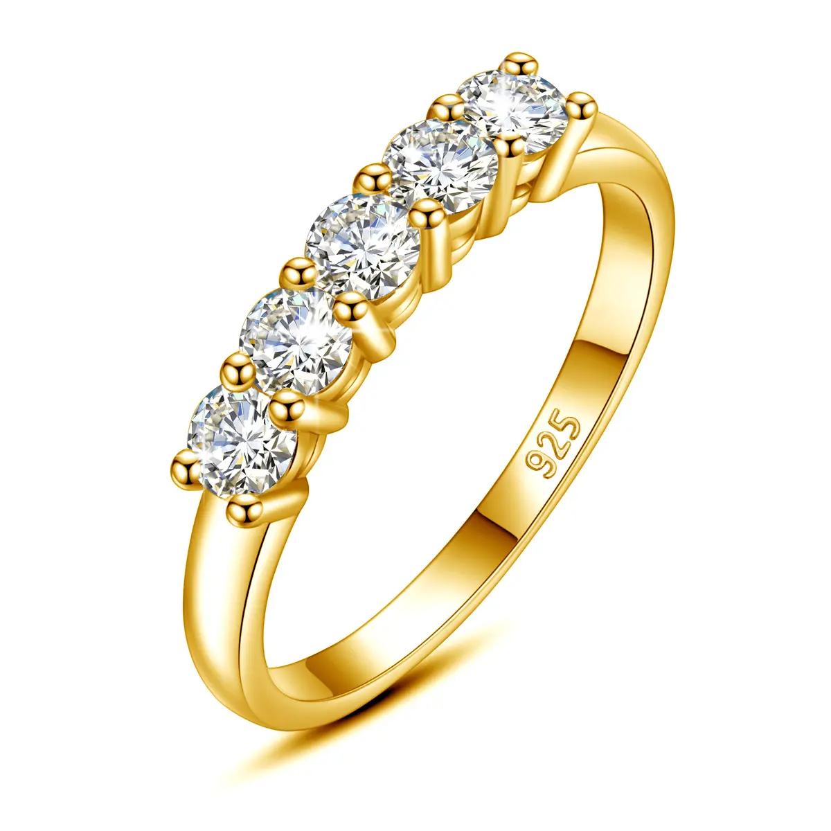 Trendy 5 Stone VVS Diamond Rings Moissanite 18K Gold 925 Sterling Silver Bride Engagement Woman Ring custom jewelry wholesale