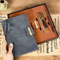 Ensemble cadeau de carnet personnalisable à motif bambou avec couverture en PU - Bloc-notes artistique et élégant