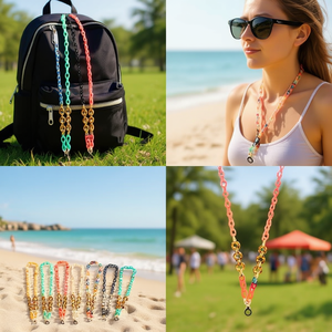 Cadena de Plástico con Cierre Tres en Uno de 70 cm para Gafas y Bolsos Multicolor - Product Image 2