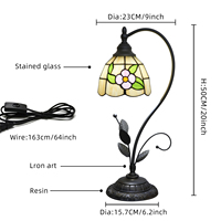 Lampe de table vintage créative de style chinois en vitrail, moderne, pour salle à manger, chambre à coucher, avec fleurs roses romantiques, design simple