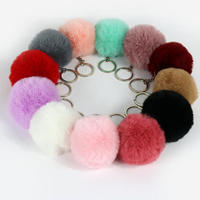Porte-clés en fausse fourrure en gros, pompons en fourrure pour sac, accessoires mignons et moelleux de 8 cm