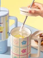Hot coloré personnalisé 40oz mignon style girly gobelet double paroi en acier inoxydable 304 tasses fiole à vide et thermos avec poignée en paille