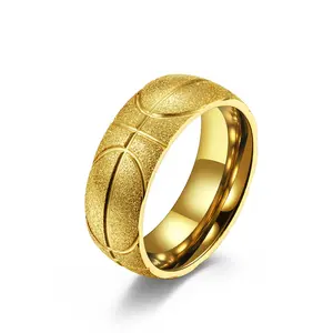 Золотые Персонализированные ювелирные изделия из нержавеющей стали, спортивные матовые кольца для баскетбола и баскетбола для мужчин