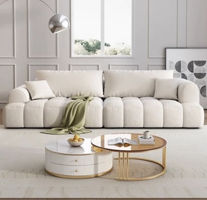 Sección giratoria de diseño minimalista de estilo nórdico y características de masaje Juego de sofás de esponja para dormitorio y sala de estar - Product Image 2