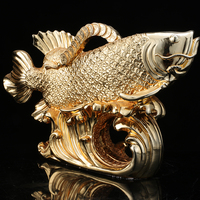 Artisanat en résine décoratif économique et écologique, fait main, design personnalisé, en forme d'Arowana, pour hôtel et maison, poisson blanc/argenté