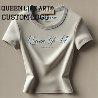 Haut court personnalisable à logo imprimé DTG 100% coton T-shirt personnalisé hauts courts fantaisie pour adolescents