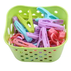 30Pcs Plastik Pakaian Pasak Laundry Jepitan Pakaian Pins Penyimpanan Organizer Selimut Handuk Klip Musim Semi dengan Keranjang Cabides Gantungan