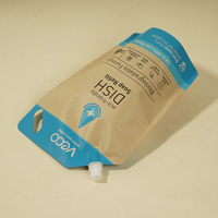 Pochette Doypack Personnalisée en Papier Kraft Brun avec Finition Mate, Imprimée en Héliogravure, Qualité Alimentaire PET, 800 ml, pour Emballage de Savon Liquide et Soins Personnels