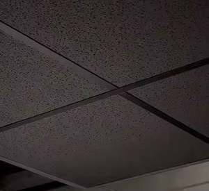 Panneau de fibres minérales noires <span class=keywords><strong>600x600</strong></span> Carreaux de <span class=keywords><strong>plafond</strong></span> suspendu Conception de <span class=keywords><strong>faux</strong></span> <span class=keywords><strong>plafond</strong></span> <span class=keywords><strong>acoustique</strong></span> noir - Product Image 4