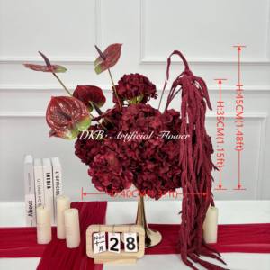 DKB Arreglo de Flores Artificiales en Forma de Bola, Centro de Mesa para Bodas, Bola de Flores de Rosa <span class=keywords><strong>Roja</strong></span> de Seda Artificial para Bodas - Product Image 2