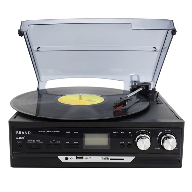 Desonic Vinyl LP Record Turntables Player Cassette Player AM FM Radio USB/SD Player BT Built-in Speaker Aux-in