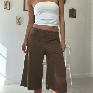 Simple Solid Color Basic Low Waist Loose Fit Relaxed Everyday Woven Bermuda Shorts Casual Daily Wear Streetwear <b>Summer</b> <b>Pants</b> - Product Image 1