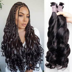 100g di Capelli Indiani in Bulk per Trecce, Ricci Francesi, Trecce Boho, Onde Morbide, Ricci Elastici, Estensione di Colore Scuro Solo per Permanente - Product Image 1