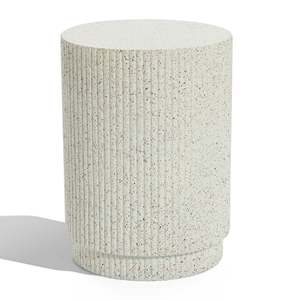 Blanc ivoire avec des taches grises Conception de colonne ronde entièrement assemblée Ajout durable à votre table d'appoint de table d'appoint de maison - Product Image 4