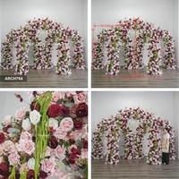 Arco Floral en Forma de U para Entrada de Boda, Rosas Rojas y Rosadas, Amaranto, Arco de Flores con Cobertura Total, Decoración para Fiestas